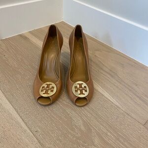 Tory Burch Brown Peep-Toe Heels